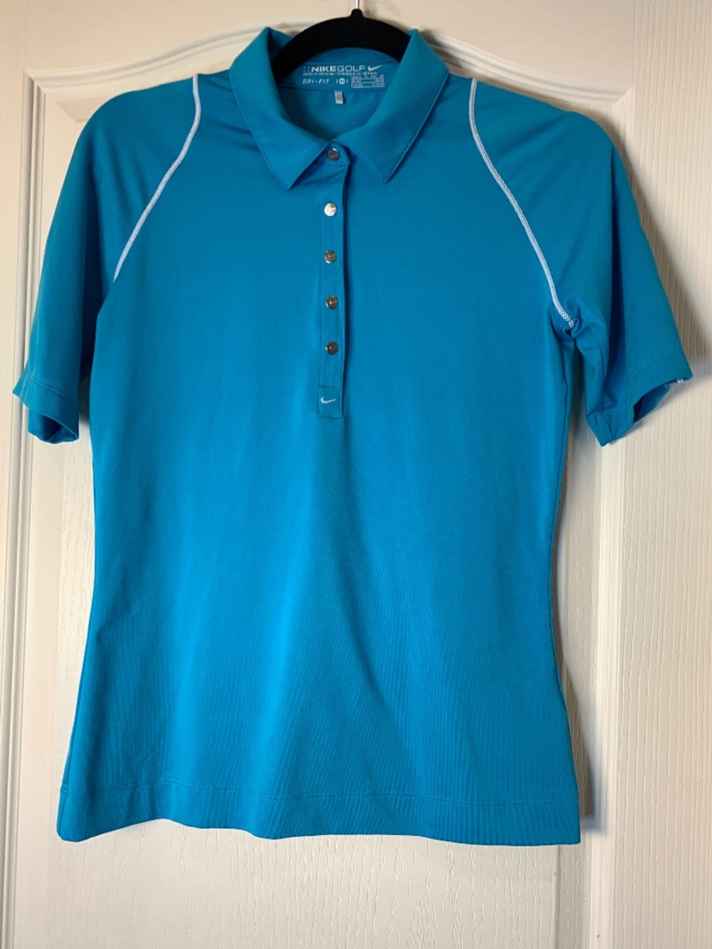 Nike Golf Dri-FIT Turquoise Blue Athletic Polo Top Women’s XS